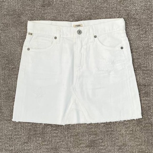 Citizens of Humanity Premium Vintage Distressed White Jean Skirt - Picture 1 of 7